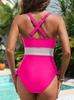 European and American Women's Sexy Backless Lace-Up One-Piece Swimsuit Solid Color Hot Spring Bikini Swimwear