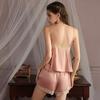Ice silk pajamas girl suspender shorts bag sexy nightdress with chest pad premium bud sweet pure loungewear set