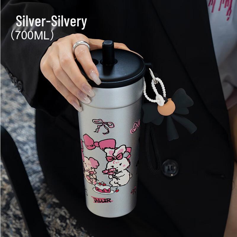 Dilebel Large Capacity Insulated Water Bottle with Straw