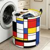 1pc Abstract Geometric Art Laundry Basket, Large Capacity Foldable Underwear Basket with Instant Handles, Suitable for Bedroom, Living Room, and Dorm 
