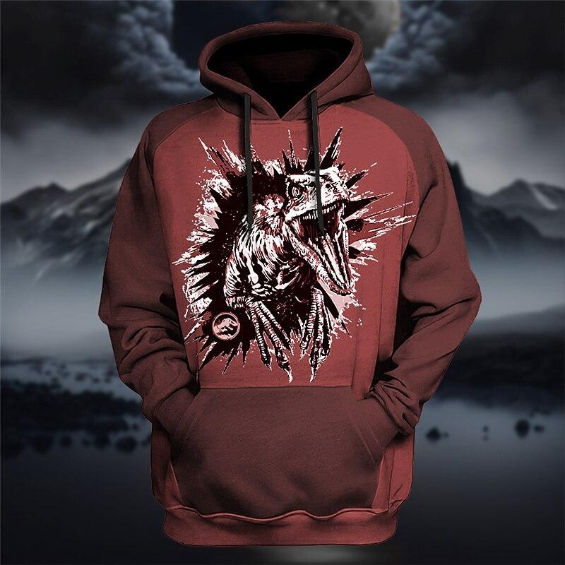 

Свирепый динозавр 3D цифровая печать мужская персонализированная модная толстовка 6XL красный