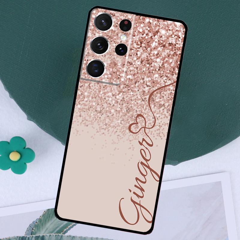 PERSONALISED Glitter name initials Case For Samsung Galaxy S24 Ultra S23 S22 S21 Plus Note 10 Note 20 S9 S10 S20 S21 FE Cover
