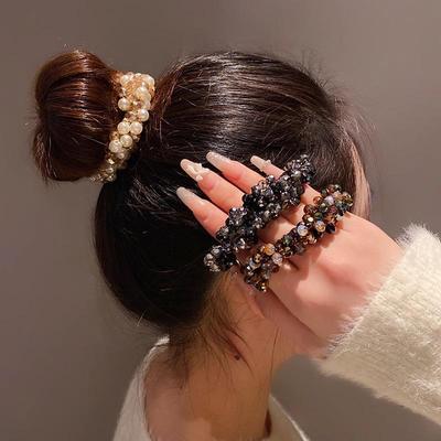Exquisite Crystal Pearl Hair Tie - Durable Elastic Band for Stylish Ponytails