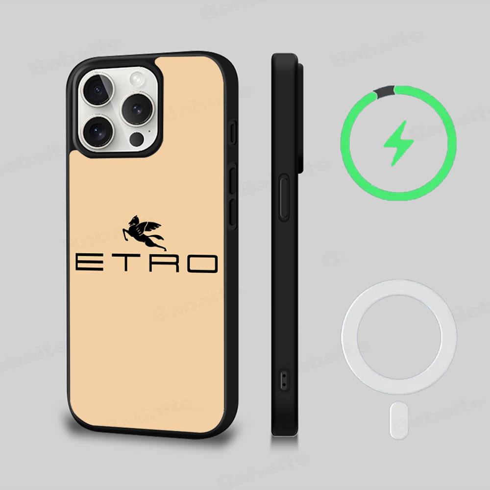 

Luxuxy E-ETRO Logo Magnetic Case For IPhone 17 16 14 13 12 11 15 Pro Max Plus Wireless Charge Phone Cover iPhone 15 pro