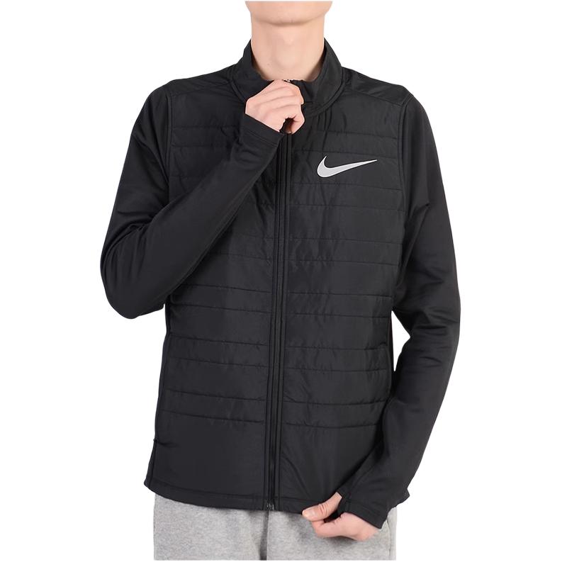 Nike Solid Color Logo Stand Collar Zipper Long Sleeve Cotton Jacket Men Jackets Black AQ4878-010