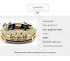 Men's Copper Zirconia Crown Ball Rhombus Double Row Crescent Bracelet Set