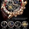 Męski Modny Luminous Zegarek Kwarcowy Trzy Oczy Chronograf Faza Księżyca Wodoodporny Wielofunkcyjny Modny Zegarek z Kołem Zamachowym