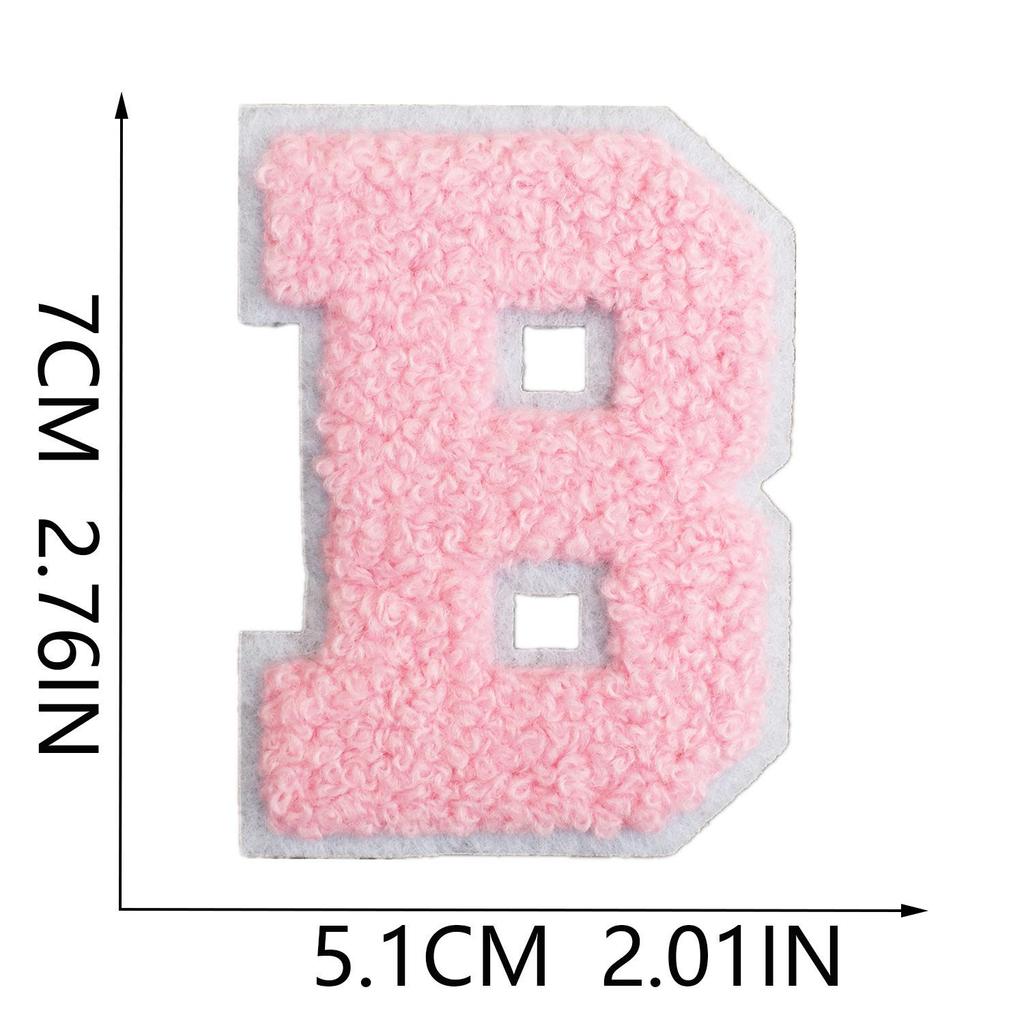 Roaring Sky A-Z Pink Chenille Embroidery Patch: 7cm Iron-on Sticker for Bags