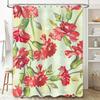 Beautiful Bath Shower Curtain Floral Design for Bathroom Decor Pink Red Flowers with Yellow Background Polyester Fabric Waterpro