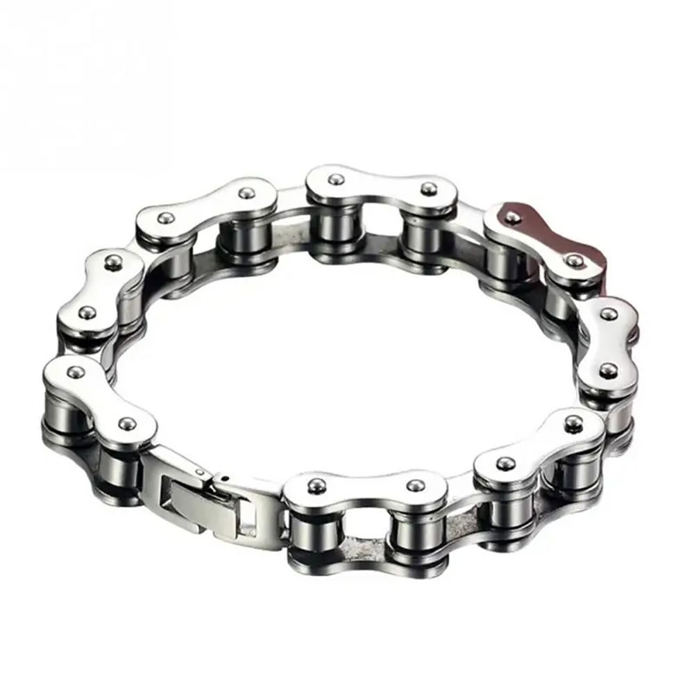 1Pcs Durable Steel Chain Bracelet Retro Fashion Men Bangle 8.5" Biker Bicycle Motorcycle Bangle Jewelry Accessory Gift
