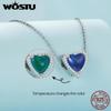 WOSTU 925 Sterling Silver Heart Shape Thermosensitive Stone Charm Beads for Women Girls Bracelet & Bangle DIY Jewelry