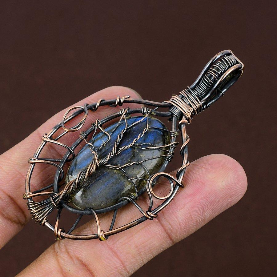 Russian Charoite Handmade Copper Wire Wrap Jewelry Pendant 3.15" A8A62