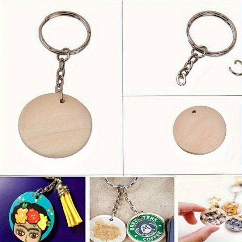 150Pcs/ Box Round Wooden Discs with Keychain Wood Tags with Hole Reminder Record Calendar Wood Chips DIY Crafts