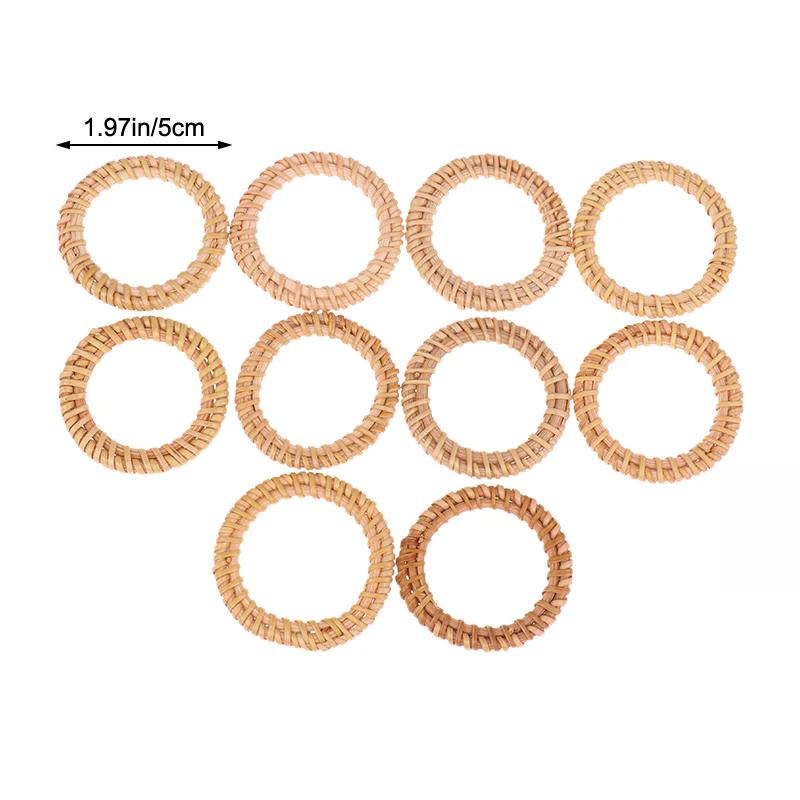 10Pcs New Woven Rattan Napkin Rings Rustic Woven Tabletop Holders For Christmas Thanksgiving Home Wedding Party Decor