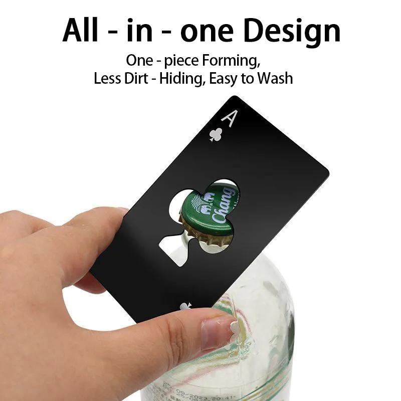 1PCS Beer Bottle Opener Poker Creative Pocket Metal Multifunction Beer Opener  Bottle Opener Black Peach A Stainless Steel