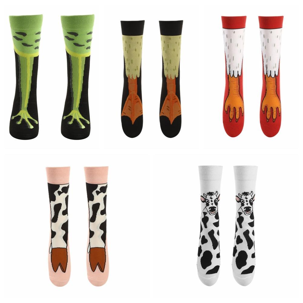 

5pairs Patchwork Funny Frog Socks Cartoon Cow funny Short Socks Chicken Paw Socks Party Gifts Style 1