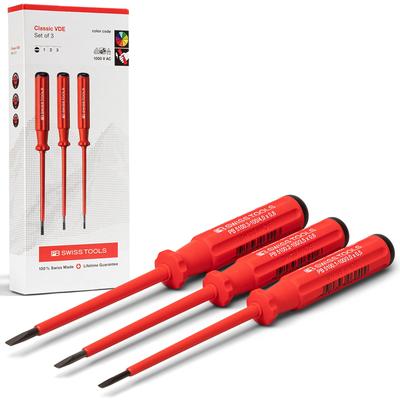 PB Swiss Tools SwissGrip Classic Izolovaný plochý skrutkovač Sada v papierovej krabici 3-dielna (5539.CBB)