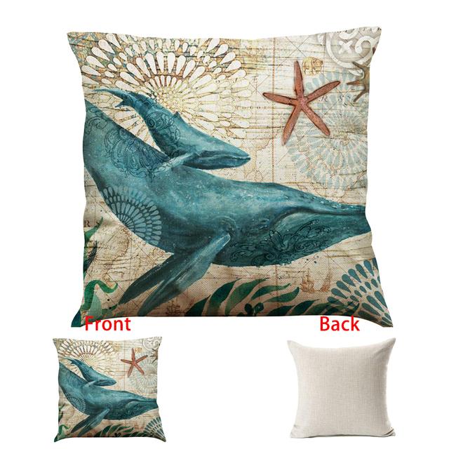 Льняная наволочка с морскими животными, детская наволочка с принтом и рисунком, 45x45 см, Рождественский домашний декор, наволочки для дивана Monstera 45x45cm