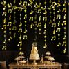 Gold Shimmering Musical Note Star Hanging Garland Gold Music Theme Party Hanging Backdrop Ceiling Decor for Birthday Baby Shower Party Concert