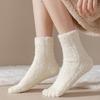 Womens Fuzzy Plush Slipper Socks Warm Coral Fleece Solid Color Five Finger Socks