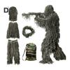 5Pcs/Set Ghillie Suit with Jacket Pants Hood Garland Carry Bag 3D Camouflage Hunting Apparel Youth Adults Woodland Clothes