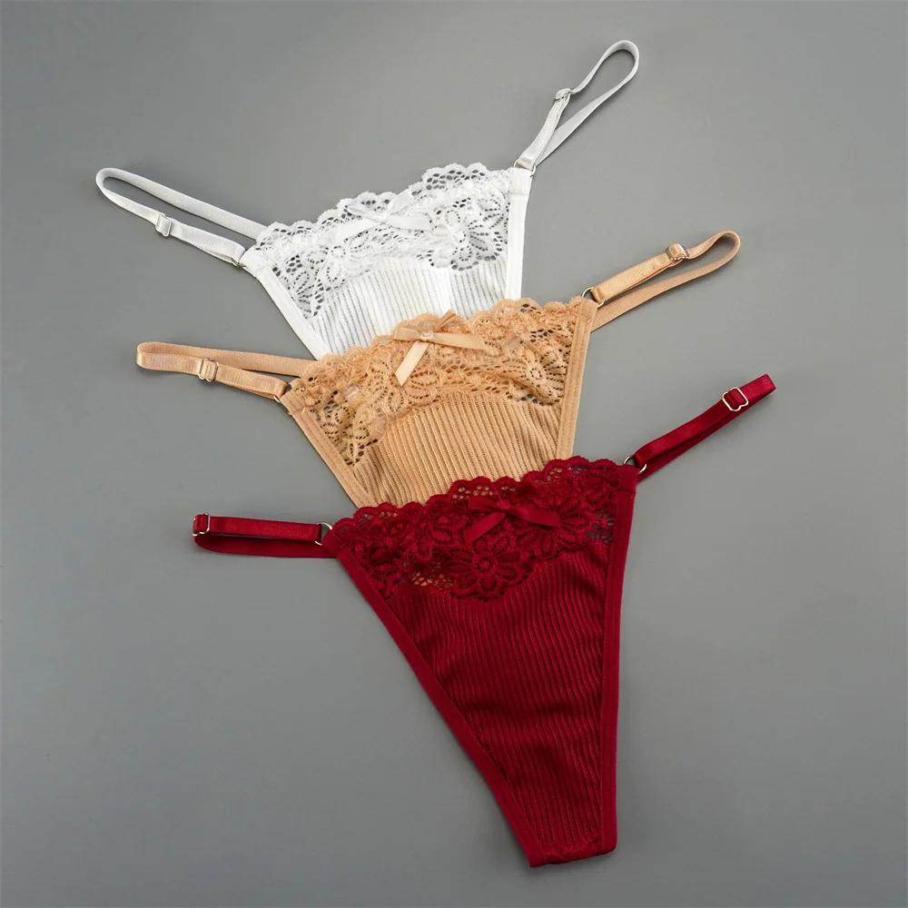 3Pcs/Pack Women Sexy Thong  Low Waist Sexy Underwear Hollow Out Lace Panties Lingerie Superior Comfortable G-String Fast Send