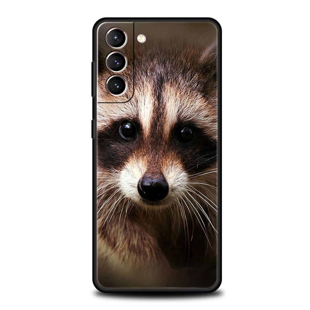 

Phone Case Cover for Samsung Galaxy S26 S25 S24 S23 S22 S20 S21 FE Ultra Plus S25 Edge 5G Soft TPU Capas Cute Animal Raccoon Bag Samsung S26Ultra