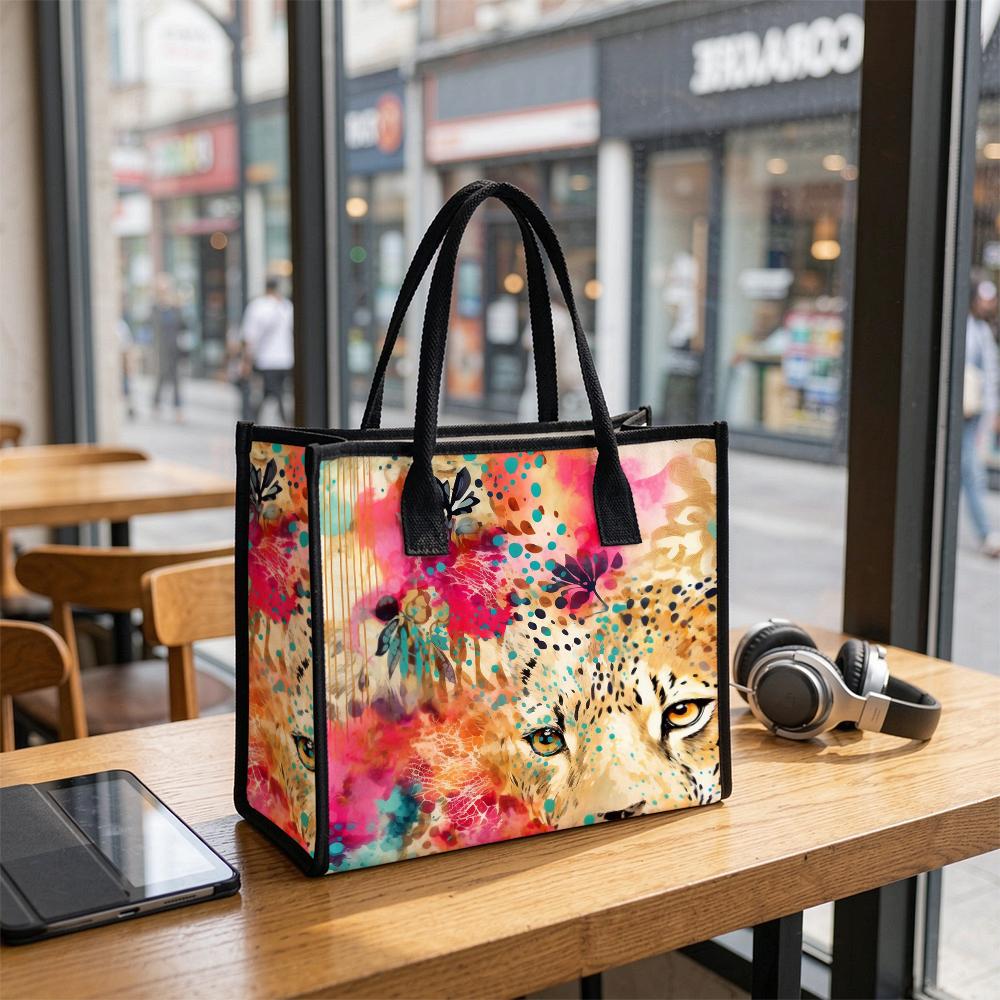 Watercolor Leopard Print Tote Bag Large Capacity Casual Carryall for Daily Shopping Travel Commute