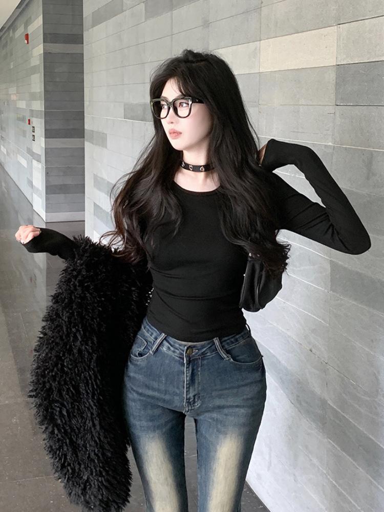 Gothic Y2k Vintage O-Neck Slim T-Shirts Women Chic Mesh Cyber See Through Crop Tops Female Korean Fashion Casual Clothing New