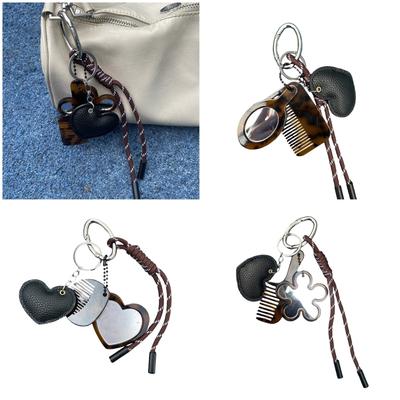 Creative Designs Multifunctional Keychain Comb Mirror Portable Hair Tool and Cosmetic Accessory for Daily Use Items