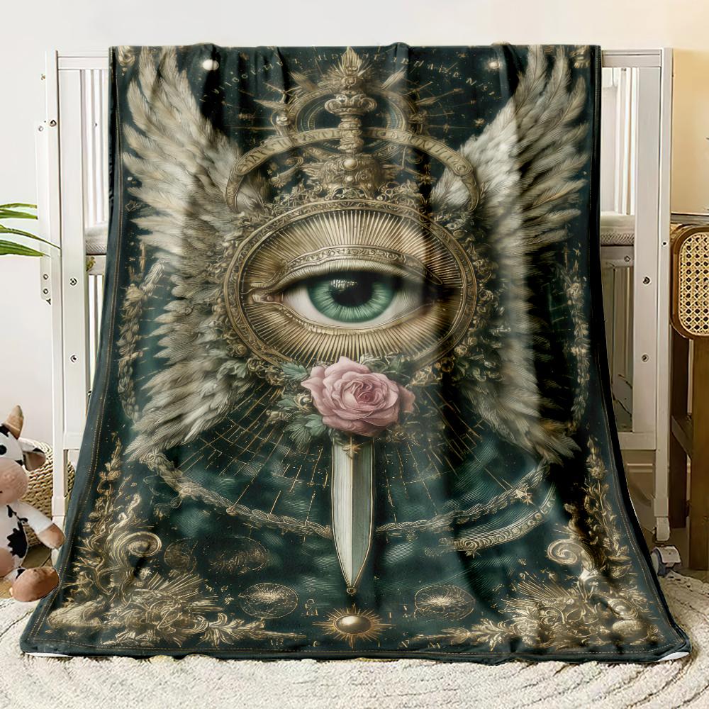 The Eye of The Demon Flannel Thin Blanket Soft Warm Blanket for Bedroom Living Room Bed Travel Camping Picnic Gift Customizable
