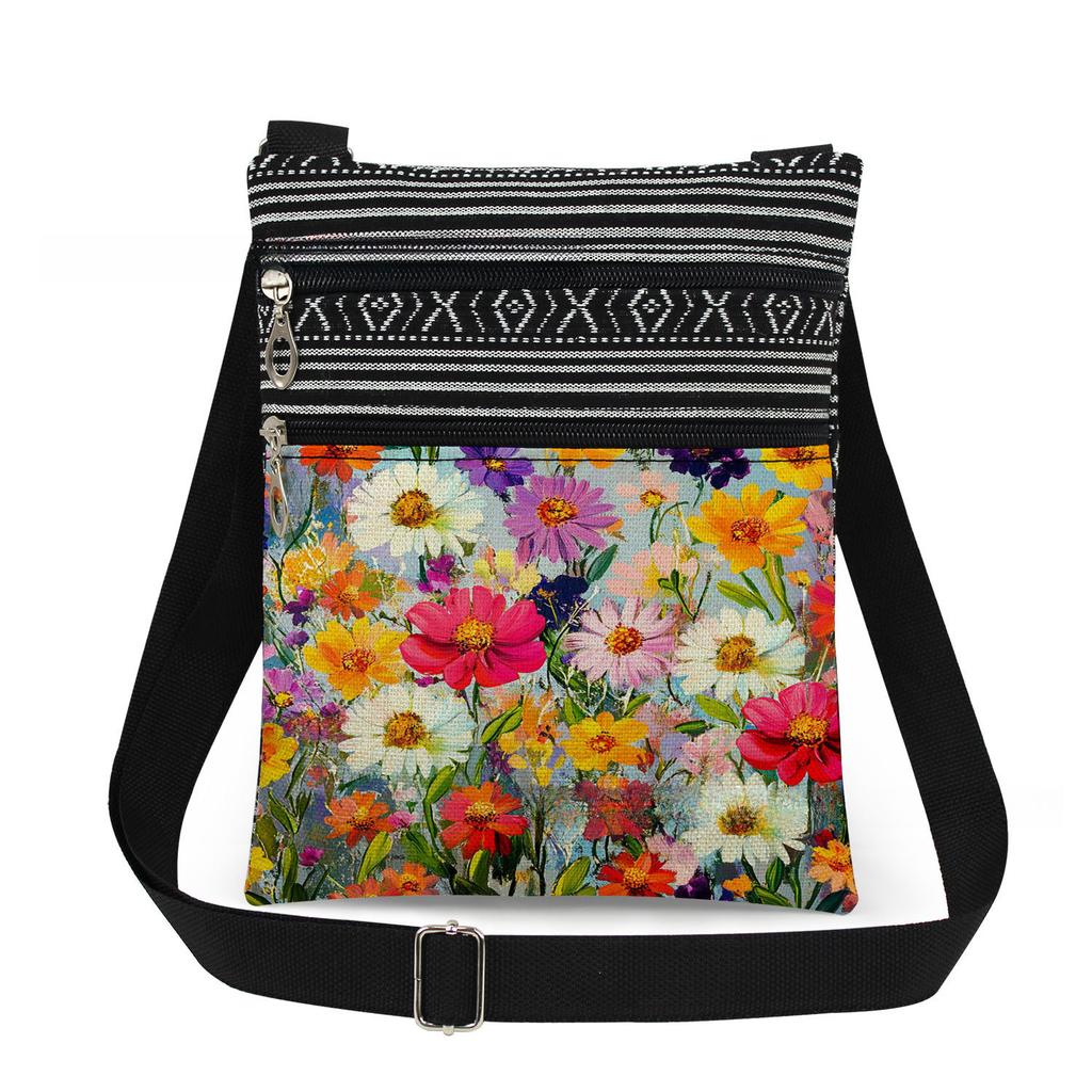 1PC Flower Print Tote Bags Women Shoulder Handbags Postman Package 6909