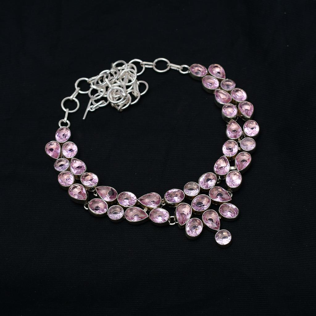 Pink Kunzite Gemstone : 925 Sterling Silver Handmade Necklace Jewelry