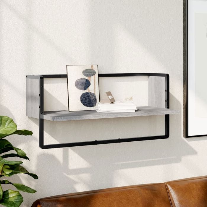 VidaXL Wall Shelf with Bar Sonoma Grey 65x25x30 Cm 836291
