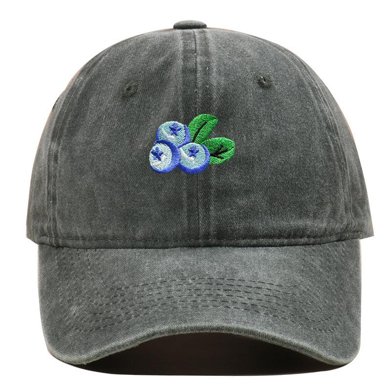 Trendy Unisex Retro Duckbill Cap with Blueberry Embroidery