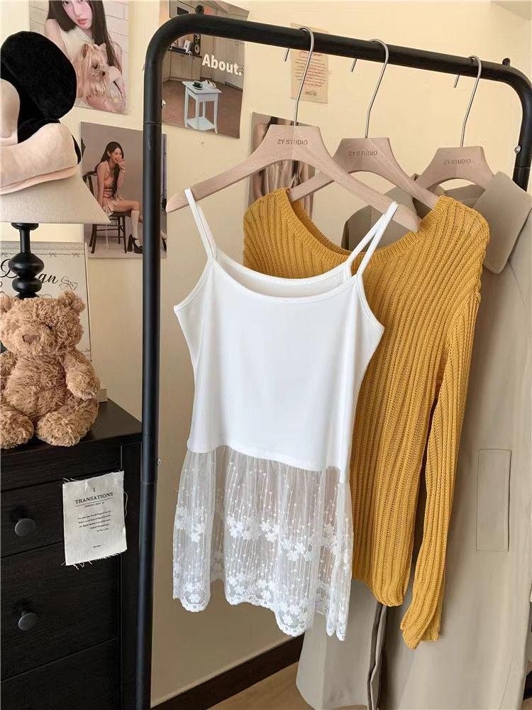 Trendiges Spitzen-Camisole-Top für Damen: Schöner ärmelloser Sommerstil, vielseitig als Unter- oder Oberbekleidung mit stilvollem Rückendesign