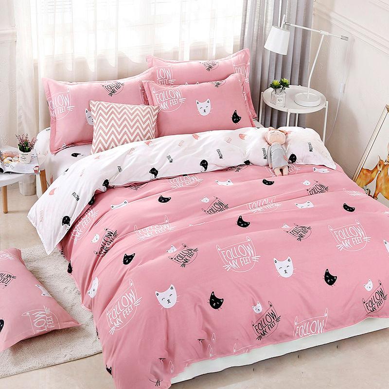 4-teiliges Bettwäscheset, Bettset, Bettdecke, Bettlaken, Steppdecke, Bettbezug, Bettwäscheset, luxuriöses, weiches 3-teiliges Bettwäscheset, Bettlaken, Kissenbezug, Katzenbettwäsche