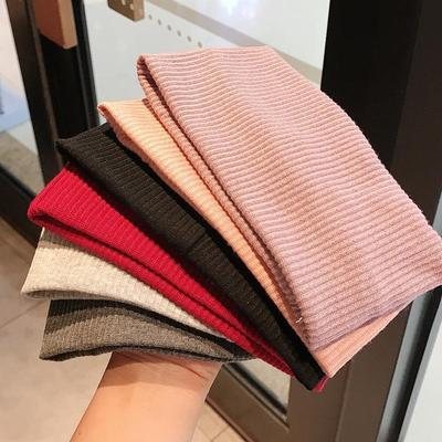 Kore Geniş Kenarlı Kadın Saç Bandı: Çok Yönlü Yüz Yıkama ve Spor Örgü, Düz Renk, Sonbahar/Kış Ünlü Tarzı