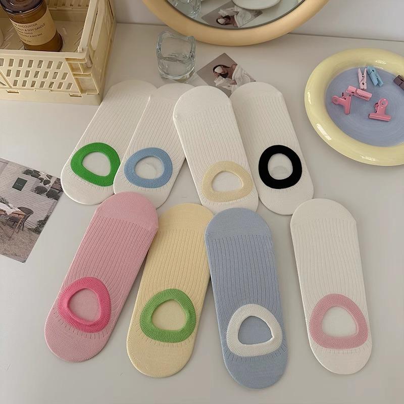 Ice Cream Boat Socks ~ Sweet And Cute Heel Socks Simple Candy Color Breathable Sweat-Absorbing Invisible Socks