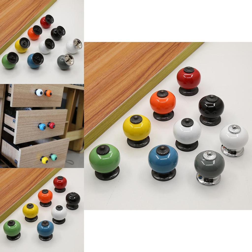Puxadores de Gaveta de Cerâmica de Liga de Zinco Coloridos com Furo Único para Decoração de Móveis e Armários de Cozinha