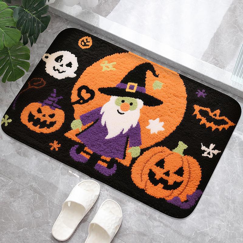 Tappetino da bagno con stampa zucca fantasma, tappetino assorbente per i piedi da vasca da bagno, piccolo tappeto per doccia, zerbino da bagno