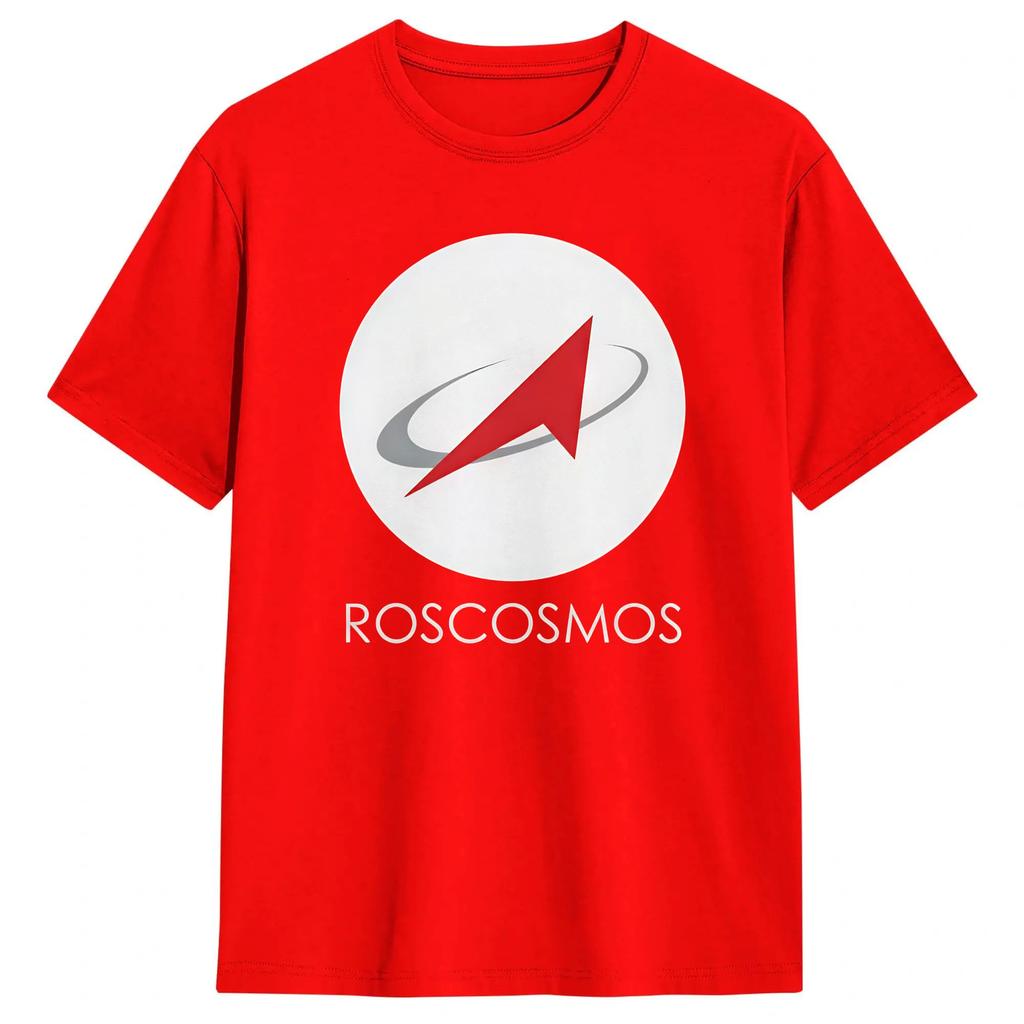 Roscosmos Logo 2026 Unisexs T Shirt Unique Tees Short Sleeve Crewneck TShirts 100 Cotton Gift Idea Clothing