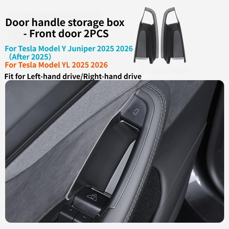 For Tesla Model Y/YL Juniper 2025+ Door Handle Storage Box Front and Rear Door Storage Box Tray Organizer Slot Case Accessories