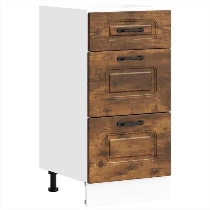 VidaXL Kitchen Cabinet Kalmar Smoked Oak Engineered Wood, Sink Unit, Kitchen Unit with Drawer, 854245 Furniture