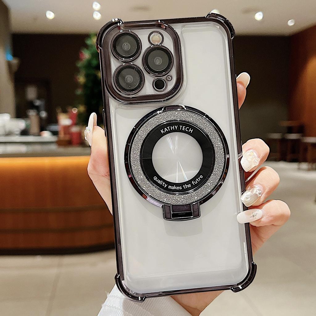 Applicable To IPhone16 Magnetic Suction Mobile Phone Case Airbag Anti-fall Case Apple 15 Promax14/13 with Lens Film