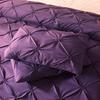 Feelyou Raffung Bettbezug Set King Size Lila Pinch Pleat Bettbezug Tuft-Design Bettwäsche Set Reißverschluss Weiches Polyester Bettdeckenbezug mit