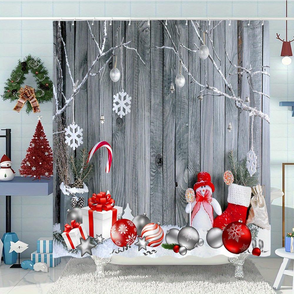 

Winter Wonderland Shower Curtain - Snowman, Gifts & Holiday Decor For Cozy Bathroom Design W60H190(CM)-1 Pcs