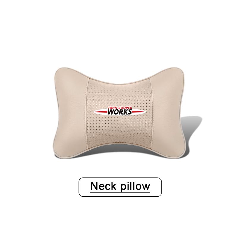 Car Neck Pillow Auto Emblem Headrest Accessories For MINI WORKS Cooper R56 F56 R50 JCW Cabrio Aceman Countryman Clubman Roadster