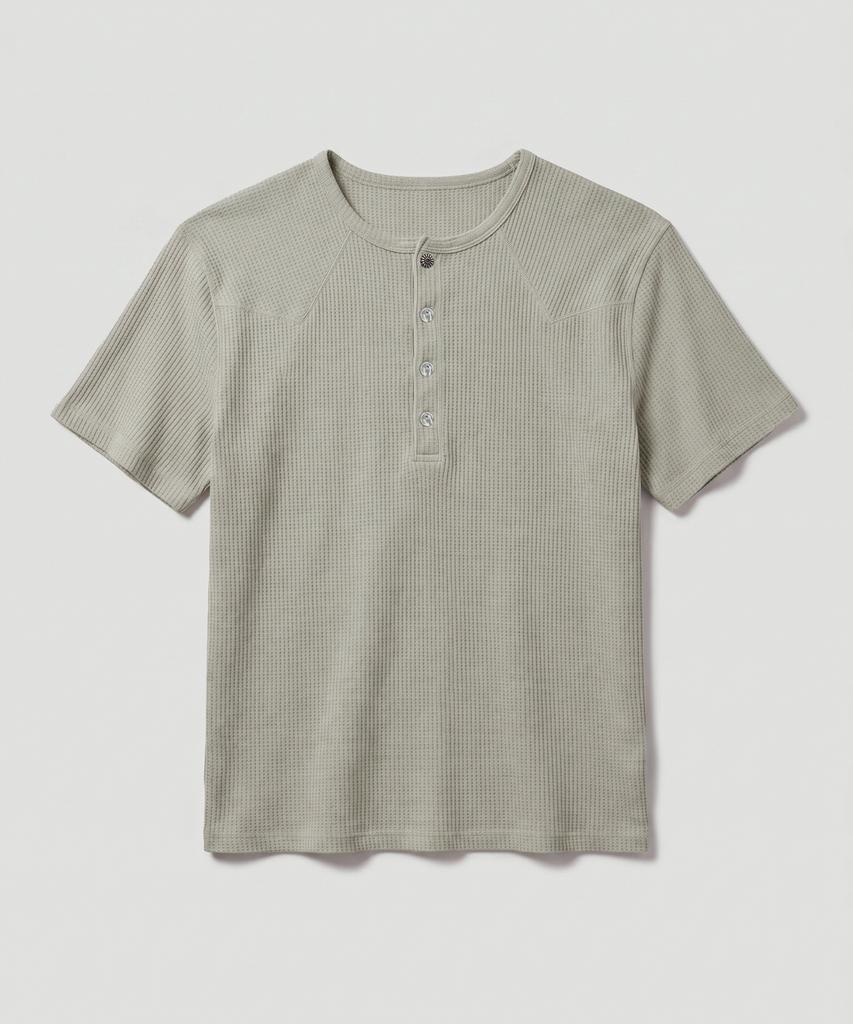 SSY Western York Waffle Henley Neck Half Sleeve Slate