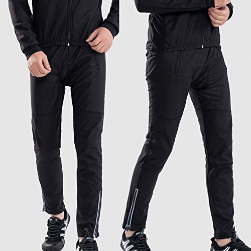 Welkruz Men's Winter Cycling Pants with 3D Gel Pads, Cycling Jersey, Road Bike Wear, Racer Pants, Tights, Windproof and Cold-Resistant, Perfect for Fa